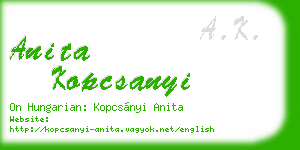 anita kopcsanyi business card
